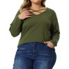 Agnes Orinda Women's Plus Size Long Sleeve Cross V Neck Fashion Casual T-Shirts - 2 of 4
