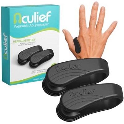 Aculief Acupressure Headache, Migraine, Tension Relief Wearable – Supporting Acupressure Relaxation - 2 Pack (Black)