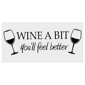 Unique Bargains Home Office Decor Wine a Bit Wall Sticker Removable PVC Art Decals Black - 1 of 4