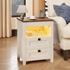 Fredees Country-Style Nightstand with Charging Station, LED Light & Motion Sensor, Intelligent End Table with Storage Drawer for Bedroom - 4 of 4
