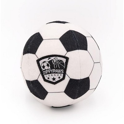 ZippyPaws SportsBallz - Dog Squeaky Toys, Cute Stuffed Puppy Toy, Gift for All Breeds, Interactive Squeaker - Soccer Ball