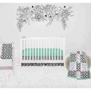 Bacati - Love Aztec Design/Print Gray Mint 4 pc Crib Bedding Set with Diaper Caddy - 1 of 4