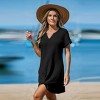 Women's Ivory/Khaki/Green/Blue Notched Neck Short Sleeve Cover-Up Dress - Cupshe - 2 of 4