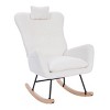 GlasFlength Accent Chairs Plush Teddy Fabric Rocking Chair with Ergonomic Backrest for Nursery Living Room, White, 25.19"*34.25"*36.22" - 2 of 4