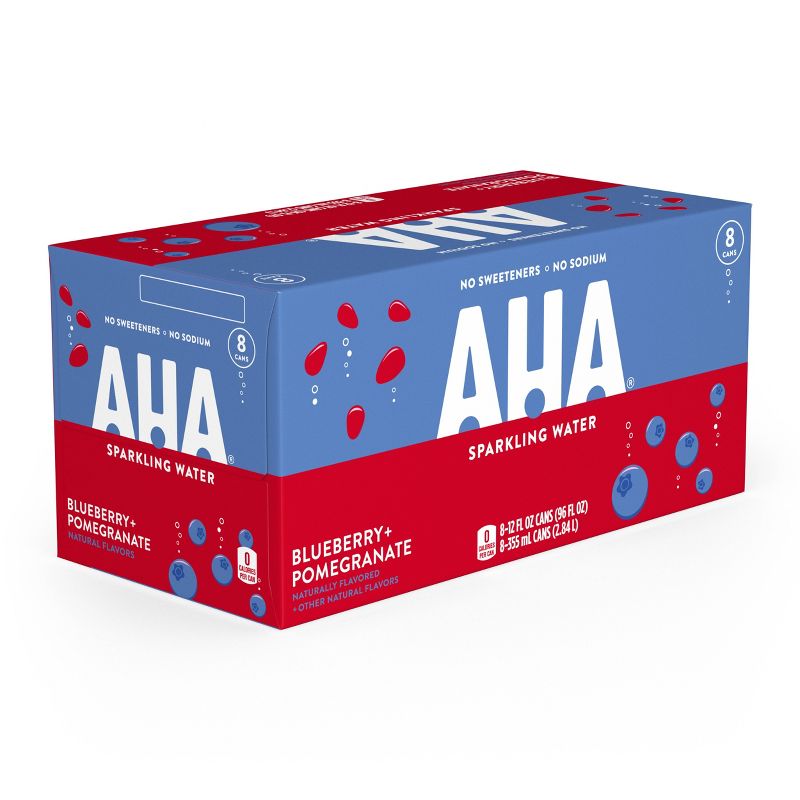 AHA Blueberry + Pomegranate Sparkling Water - 8pk/12 fl oz Cans, 3 of 10