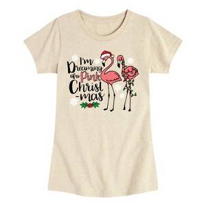 Girls' - Instant Message - Im Dreaming of a Pink Christmas Fitted Short Sleeve Graphic T-Shirt - 1 of 4