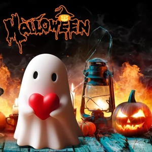 Racxily Halloween Ghost Figurine, Spooky Resin Ghost Statue, Cute Ghost Halloween Decoration for Home and Office Desktop Decor - 1 of 4