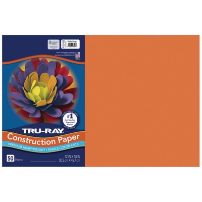 Tru-Ray Construction Paper, Electric Orange, 12" x 18", 50 Sheets (Pack of 2)