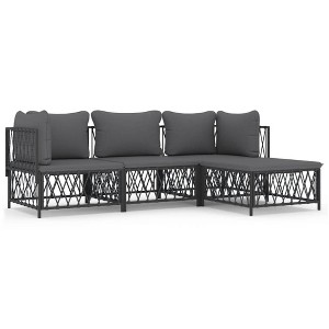 vidaXL Patio Furniture Set - 4 Piece Sectional Sofa with Cushions - Anthracite Steel - Outdoor Garden Seating - 1 of 4