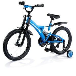 HONGGE Kids' Bike 16"/18" Wheels Bicycle with Adjustable Seat, Dual Brakes, Suspension, Training Wheels and All-Terrain Tires for Ages 4–9 - 1 of 4