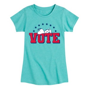 Girls' - Peanuts - Vote Snoopy Fitted Short Sleeve Graphic T-Shirt - 1 of 4