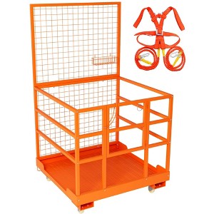 45 in x 43 in Forklift Safety Cage, 1800 LBS Forklift Man Basket with 4 Wheels, Steel Collapsible Lift Cage Platform Aerial Work - 1 of 4