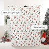Christmas Fleece Print Throw Blanket, Super Soft Plush Cozy Fuzzy Red Floral and Green Leaves Printed Throw Blankets - 3 of 4