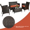Tangkula 8PCS Patio Rattan Conversation Furniture Set Outdoor w/ Orange Cushion - 4 of 4