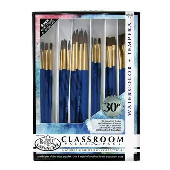 Royal & Langnickel Natural Brushes Classroom Value pk, Assorted Size, set of 30