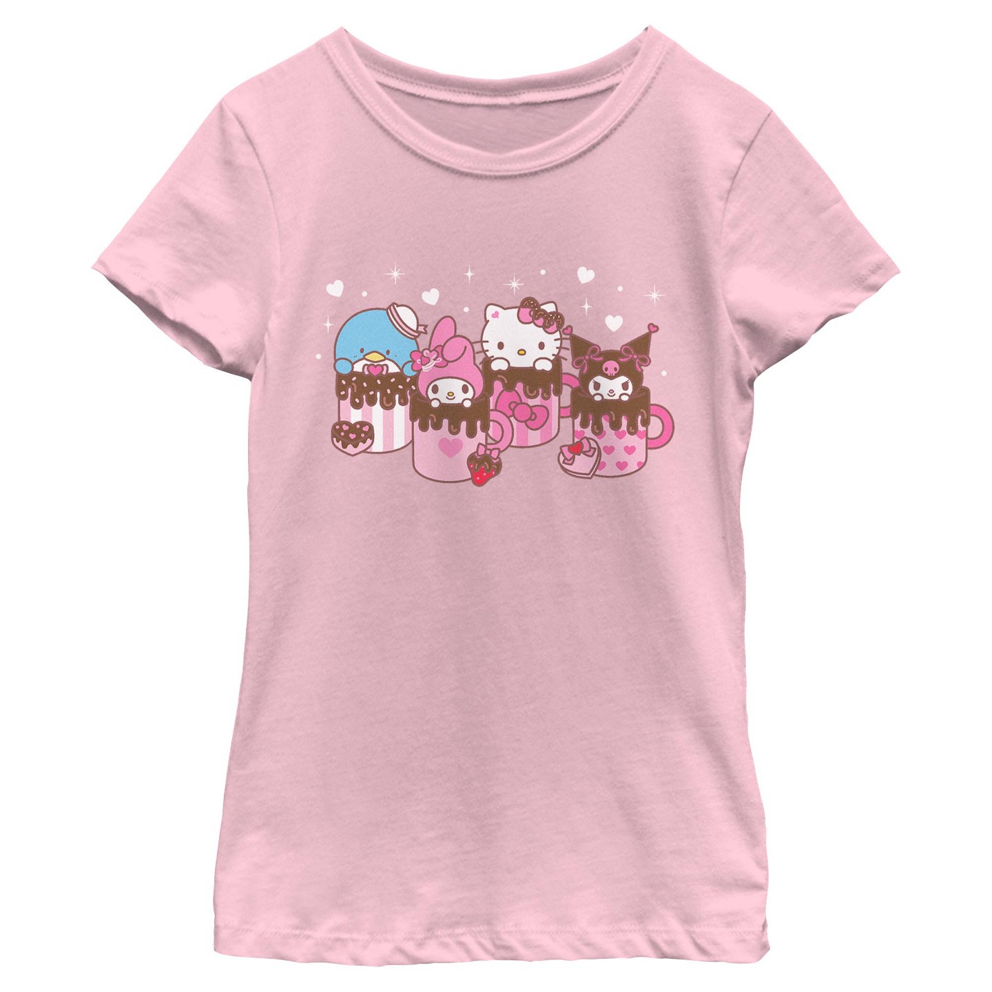 Футболка Hello Kitty Lovely Mug Friends T Shirt - Light Pink для девочек, цвет: Светлый розовый — фото 1