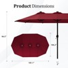 FONTOI Double Sided Outdoor Umbrella with Crank Handle, Rectangular Market Umbrella with 12 Ribs for Patio, Deck, Red, 106.2"*94.5"*181.1" - 3 of 4