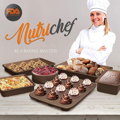 NutriChef 6-Piece Nonstick Gold Carbon Steel Bakeware Set