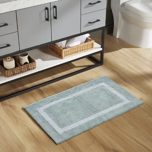 Hotel Bath Rug 100% Premium Cotton Tufted Two Tone Reversible Bathroom Rug, Soft & Water Absorbent, Machine Washable Bath Mat - 1 of 4