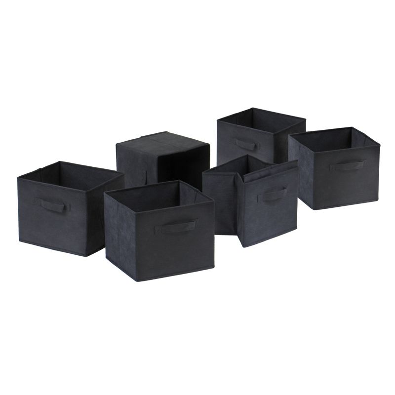 Set of 6 Capri Foldable Fabric Baskets Black - Winsome, 1 of 5