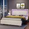 Bed Frame with Led Lights Headboard, Acrylic Mirror Accents - 2 of 4