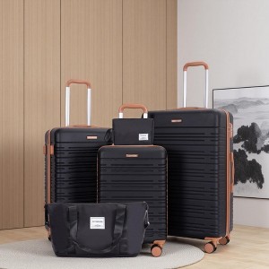 Gulches Gulches 5-Piece Durable Hard Case Luggage Set (20"/24"/28"/Travel Bag/Toiletry Bag) - Color Matching Black - 1 of 4