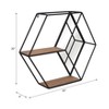 Sagebrook Home 20" Hexagon Mirror Wall Shelf - Contemporary Metal and Wood Black Rustic Mounted Wall Shelf for Home or Office Decor - 2 of 4