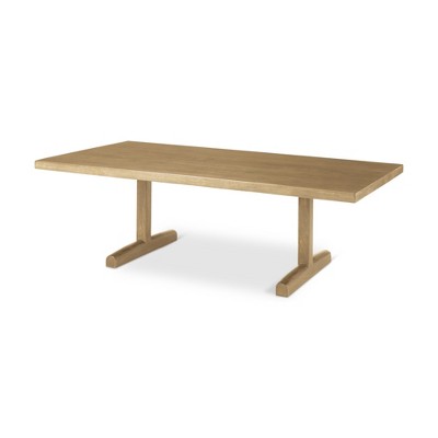 HomeRoots 55" Natural Solid Wood Double Pedestal Coffee Table