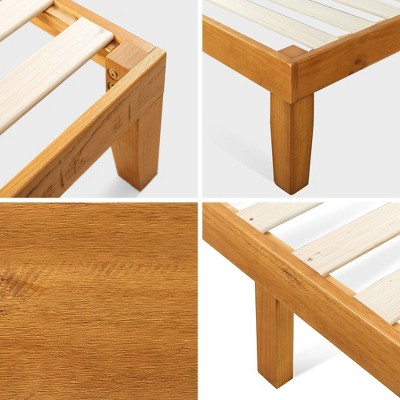 Rustic Pine Full Wood Platform Bed Frame with Slats