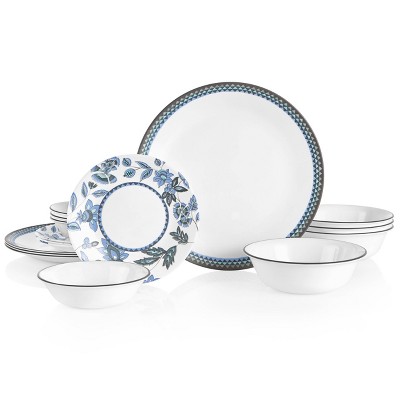 Corelle 18pc Vitrelle Embossed Bella Faenza Dinnerware Set White : Target