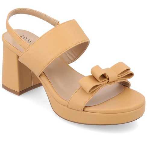 Ladies tan 2025 block heel sandals