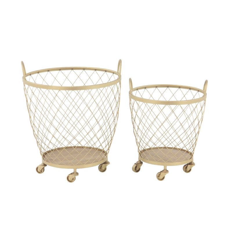 2pk Modern Metallic Rolling Baskets Gold - Olivia &#38; May, 1 of 8