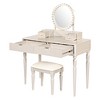 HDZNVF Luxury Vanity Desk with Round Mirror, 4 Drawers and Stool, Champagne - 4 of 4