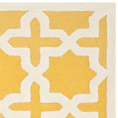 Hand-Tufted Gold and Ivory Wool Rectangular Accent Rug, 3'x5'