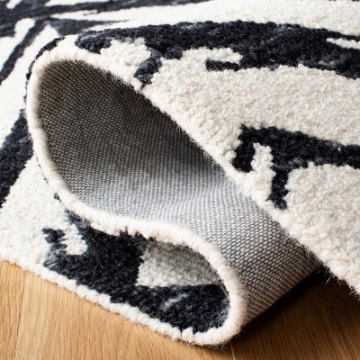 Elegant Square Black Hand-Tufted Wool Area Rug