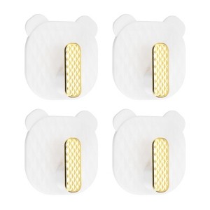 Unique Bargains Plastic Bear Shape Self-Adhesive Bathroom Kitchen Wall Hooks 4 Pcs - 1 of 3