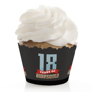 Big Dot of Happiness Boy 18th Birthday - Eighteenth Birthday Party Decorations - Party Cupcake Wrappers - Set of 12 - 1 of 4
