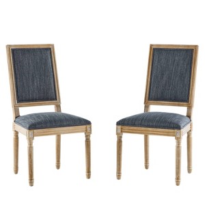 Christopher Knight Home Set of 2 Bennett French Country Rubberwood Upholstered Dining Chairs Blue Gray - 1 of 4