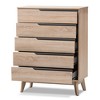 Fella Mid-Century Modern Two-Tone Wood 5 Drawer Chest Brown - Baxton Studio: Oak & Gray Finish, Bedroom Storage - 2 of 4