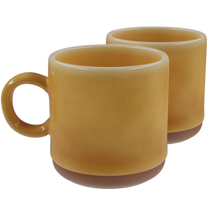 American Atelier Stoneware Mugs w/ Terra Cotta Bottom, Set of 2, 4-Inch Cup for Coffee, Tea, Latte, and Hot Chocolate, Dishwasher and Microwave Safe, 1 of 8