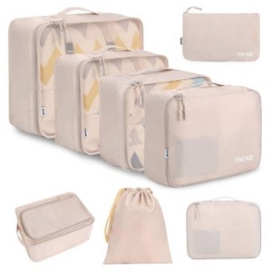 Generic 8 Set Packing Cubes Luggage Packing Organizers for Travel Accessories-Cream - 1 of 4