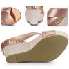 Perphy Women's Open Toe Platform Linen Slide Wedge Heel Sandals - 4 of 4