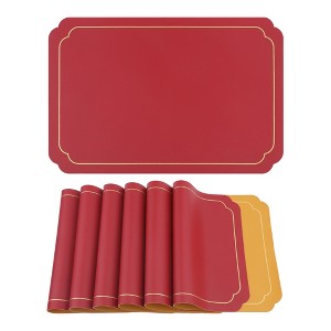 REGALWOVEN Leather Heat Resistant Washable Wipeable Dining Table Placemats 18 x 12 Inch 6 Pcs - 1 of 4