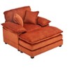 Grungis Comfy Corduroy Single Sofa with 2 Toss Pillows and Ottoman, Sofa- Deep Seat Couch for Living Room - 3 of 4