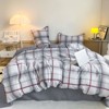 Boersma 3 Pieces Red And Black Check Duvet Cover Set Soft And Comfort Geometric Fringe Pattern Microfiber Bedding Set with 2 Pillowcases Twin Size - 2 of 4
