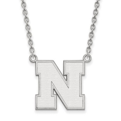 Black Bow Jewelry 10k White Gold Nebraska Cornhuskers NCAA Necklace 18 Inch