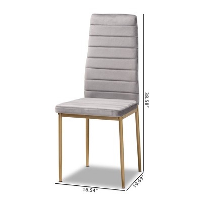 Armand High-Back Grey Velvet and Gold Metal Arm Chair