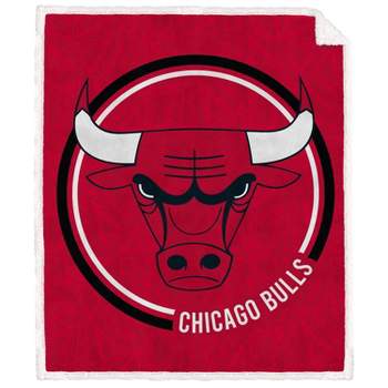 NBA Chicago Bulls Doodle Circle Flannel Fleece Faux Shearling Blanket