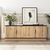 Chic Crate-Natural Wood TV Cabinet – 4-Door MDF Storage Console, Nordic Minimalist Style, Fits 55In - 2 of 4