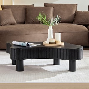 42.52 Inch Modern Wooden Handcraft Drum Coffee Table Irregular Shaped Coffee Table for Living Room - 1 of 4